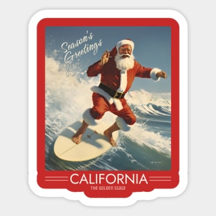 Surfing Santa (Dark Version) Sticker